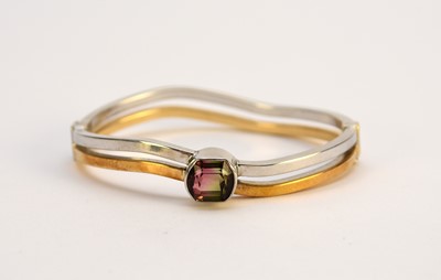 Lot 253 - An Italian Watermelon tourmaline set bangle