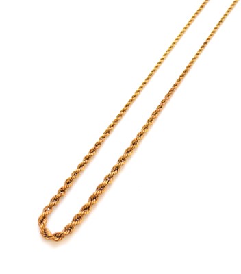 Lot 161 - A yellow metal graduated rope twist chain necklace