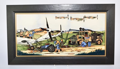 Lot 191 - Moorcroft 'Preparing to Scramble' plaque designed by Paul Hilditch, dated 2017