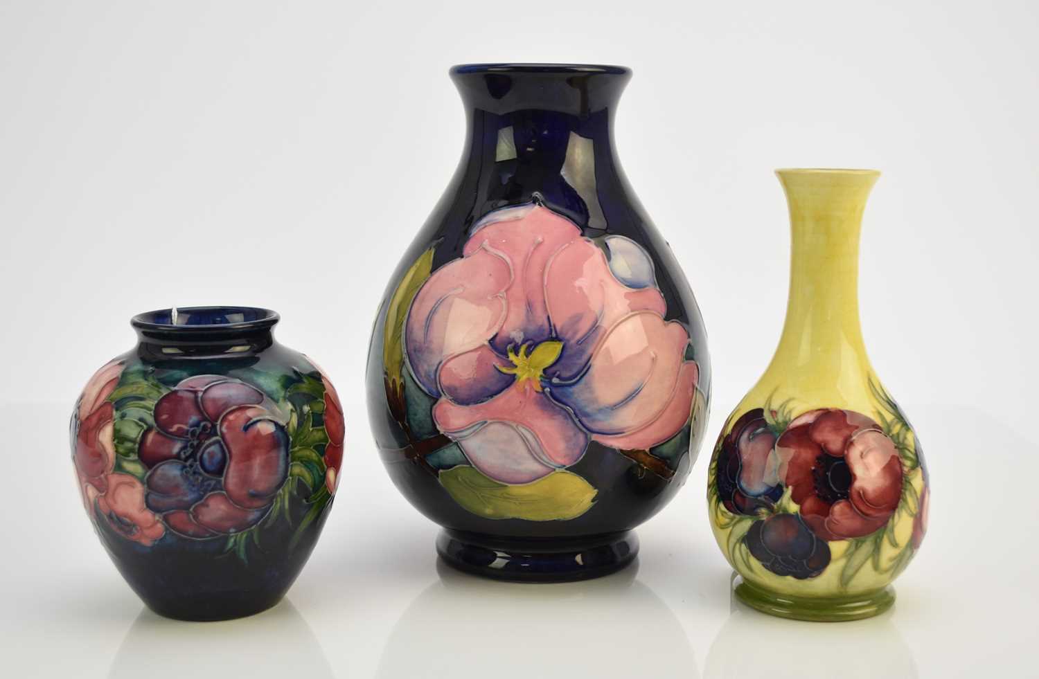 Lot 203 - Three Walter Moorcroft vases, mid-20th century onwards