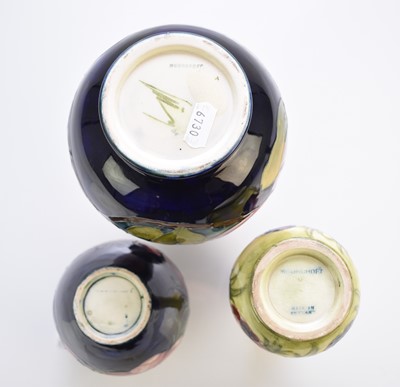 Lot 203 - Three Walter Moorcroft vases, mid-20th century onwards