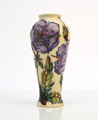 Lot 206 - Moorcroft 'Meadow Cranesbill' vase signed by Emma Bossons, dated 2002