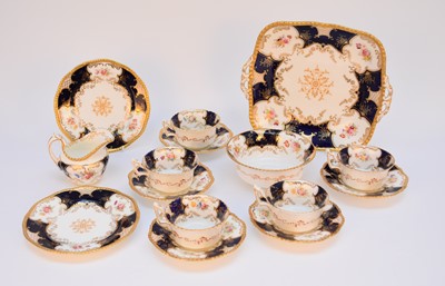 Lot 117 - A Coalport blue 'batwing' tea service, late 19th/early 20th century