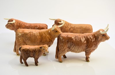 Lot 245 - Five Beswick models of Highland Cattle