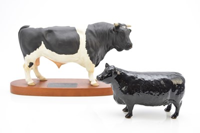 Lot 248 - Beswick Connoisseur Friesian Bull and a Beswick Aberdeen Angus Bull