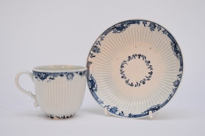 Lot 10 - Worcester coffee cup and saucer with 'Lambrequin' border, circa 1765-75