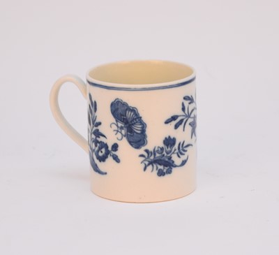 Lot 19 - A small Caughley 'Three Flowers and Butterfly' coffee can, circa 1780-85