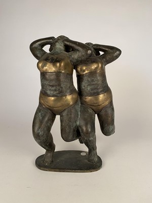 Lot 481 - Geraldine Knight (1932-2008) Two Runners, Bronze Sculpture