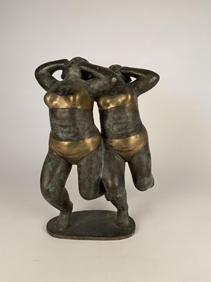 Lot 481 - Geraldine Knight (1932-2008) Two Runners, Bronze Sculpture