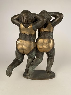 Lot 481 - Geraldine Knight (1932-2008) Two Runners, Bronze Sculpture