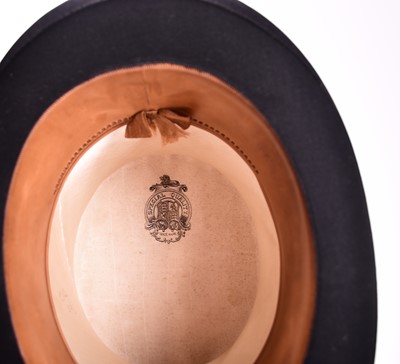 Lot 433 - Two black silk top hats, boxed