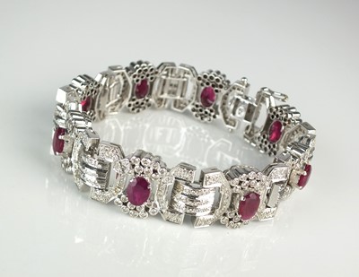 Lot 106 - An Art Deco style ruby and diamond bracelet