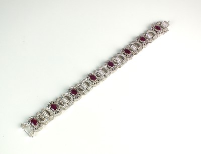 Lot 106 - An Art Deco style ruby and diamond bracelet