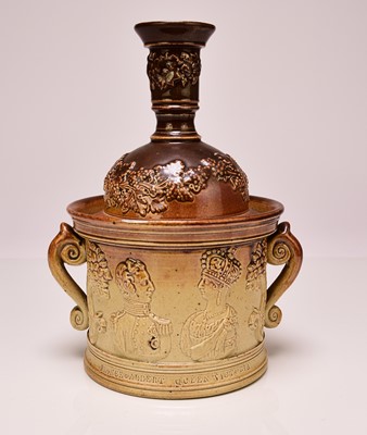 Lot 164 - Two Derbyshire salt-glazed tobacco jars, mid-19th century