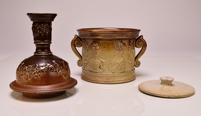 Lot 164 - Two Derbyshire salt-glazed tobacco jars, mid-19th century