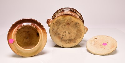 Lot 164 - Two Derbyshire salt-glazed tobacco jars, mid-19th century