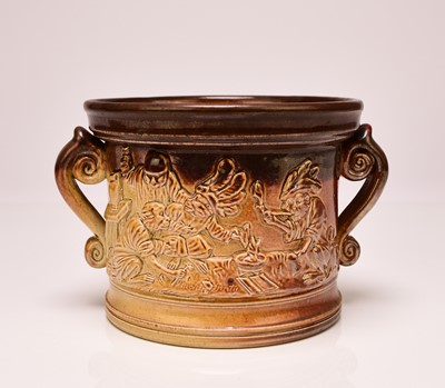 Lot 164 - Two Derbyshire salt-glazed tobacco jars, mid-19th century