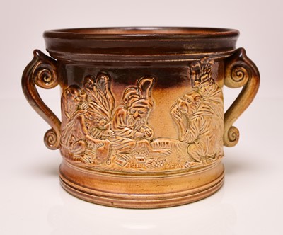 Lot 164 - Two Derbyshire salt-glazed tobacco jars, mid-19th century