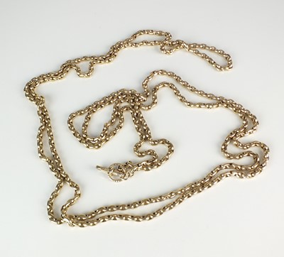 Lot 66 - A yellow metal guard chain