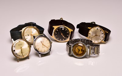 Lot 340 - A group of six mid-20th century gentleman's mechanical wristwatches