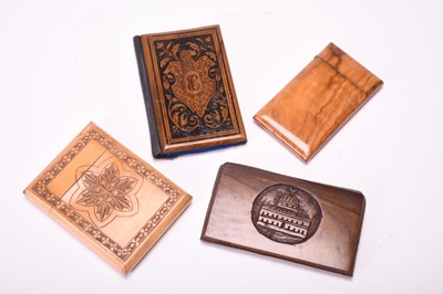 Lot 398 - Four wood calling card cases