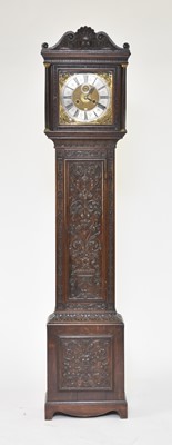 Lot 148 - A late 17th century oak brass dial longcase clock by John Andrews, London