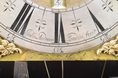 Lot 148 - A late 17th century oak brass dial longcase clock by John Andrews, London