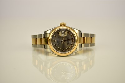 Lot 131 - Rolex: A lady's bi-metal Oyster Datejust bracelet watch