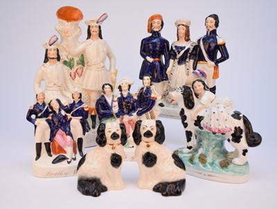 Lot 137 - Staffordshire portrait figures, 19th century and a pair of Beswick spaniels