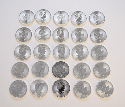 Lot 19 - A collection of twenty-five commemorative 'Canadian Maple Silver' coins