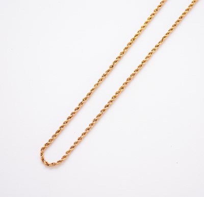 Lot 263 - A yellow metal rope twist chain