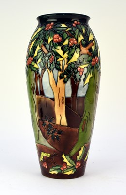 Lot 134 - Large Moorcroft 'Holly Hatch' vase designed by Rachel Bishop, dated 1998