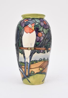 Lot 227 - Moorcroft 'Swallows' limited edition vase, dated 1999