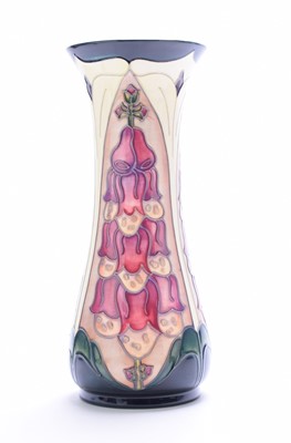 Lot 243 - Tall Moorcroft 'Foxglove' vase designed by Rachel Bishop, dated 1995