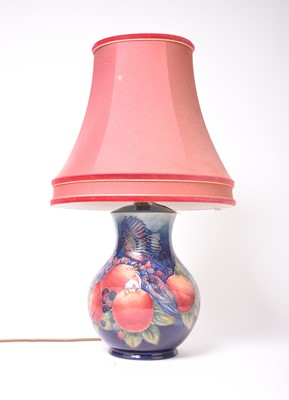 Lot 246 - Moorcroft 'Blue Finches' lamp designed by Sally Tuffin