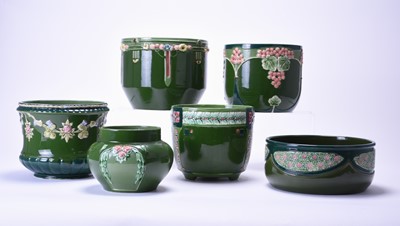 Lot 368 - A group of five Eichwald pottery jardinieres and a bowl