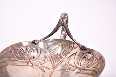 Lot 363 - A WMF elecroplated card tray and an art nouveau pewter oval dish