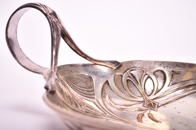 Lot 363 - A WMF elecroplated card tray and an art nouveau pewter oval dish