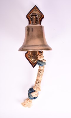 Lot 406 - A mounted brass ship's type bell and a service bell