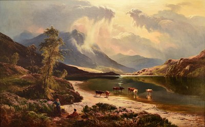 Lot 77 - Sidney Richard Percy (1821-1886) Cattle Watering at a Lochside