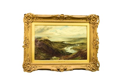 Lot 424 - Edward Hargitt (1835-1895) Estuary Landscape with Highland Cattle Grazing on the Hillside