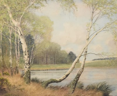 Lot 370 - James Thomas Watts RS RBSA (1853-1930) Birch Trees by a Pool