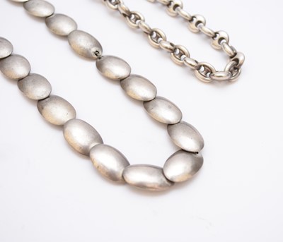 Lot 306 - Two white metal necklaces