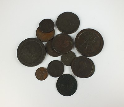 Lot 198 - A collection of UK copper and bronze coinage from George III together with tokens etc