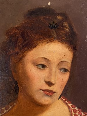 Lot 355 - Circle of Albert Moore (1841-1893) Head and Shoulder Portrait Study of a Young Woman