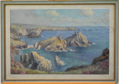 Lot 373 - Claude Marks (act. 1899-1915) Two Landscapes showing Kynance Cove and Trevob Bay, Cornwall