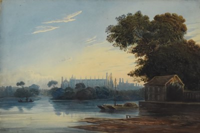 Lot 375 - Attributed to John Varley (1778-1842) Eton College at Dusk