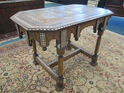 Lot 266 - A late 19th century Syrian, rectangular walnut marquetry centre table