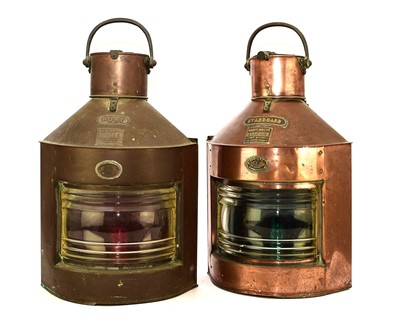 Lot 572 - A pair of Meteorite copper ship's directional lanterns