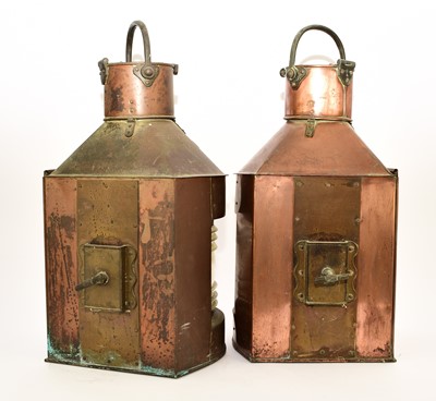 Lot 572 - A pair of Meteorite copper ship's directional lanterns